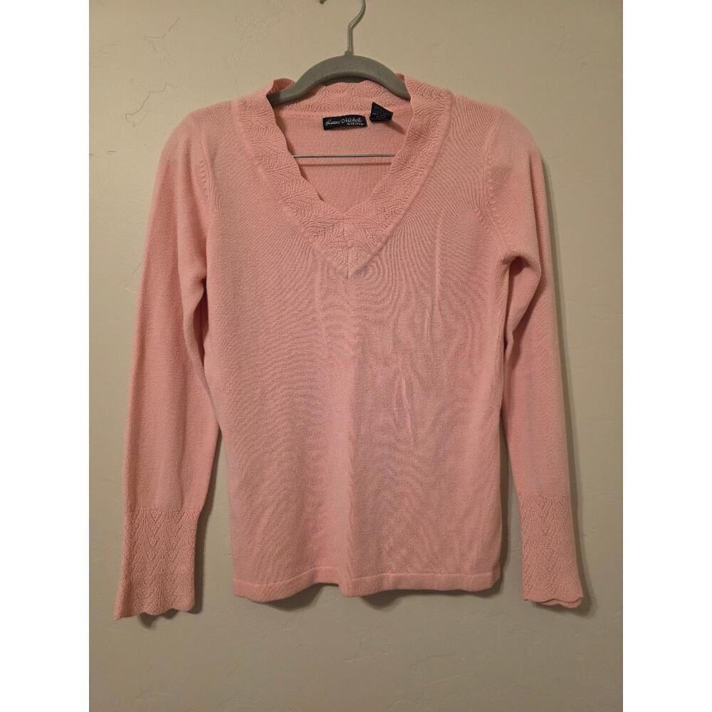 Soft Girl Pink Knit Sweater V Neck Cottagecore Feminine Vintage Style